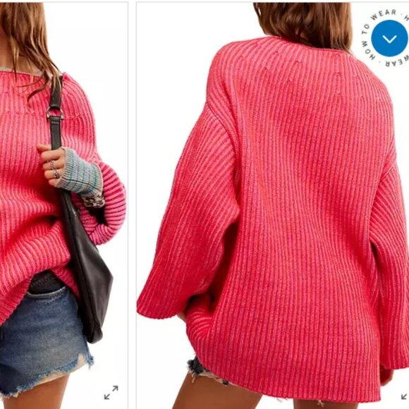*NWT* Free People Boat Neck Tunic Pink Sweater, Size Small - Picture 2 of 5